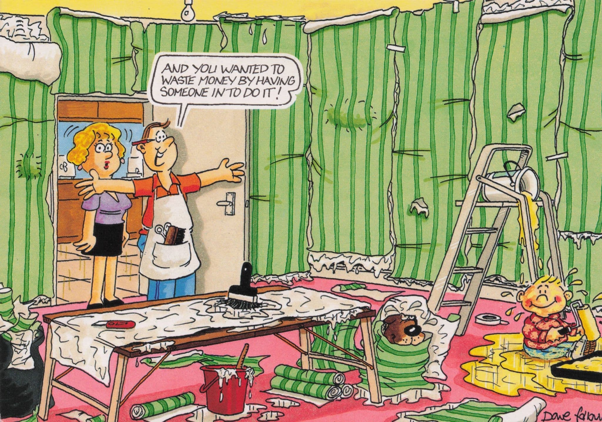 House Decorator Crazy Renovation Decorating Disaster Comic Postcard