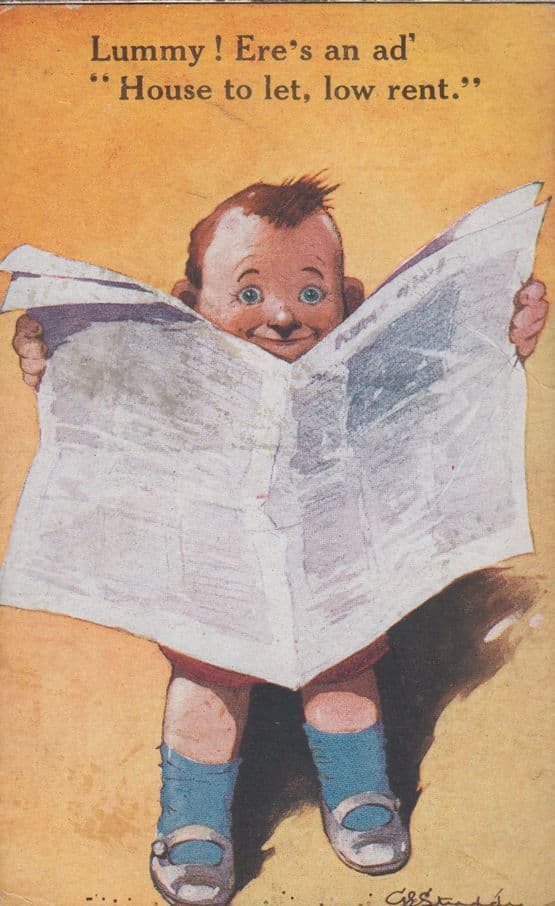 House To Rent Let  Boy Possibly On Toilet Reading Newspaper Old Comic Postcard