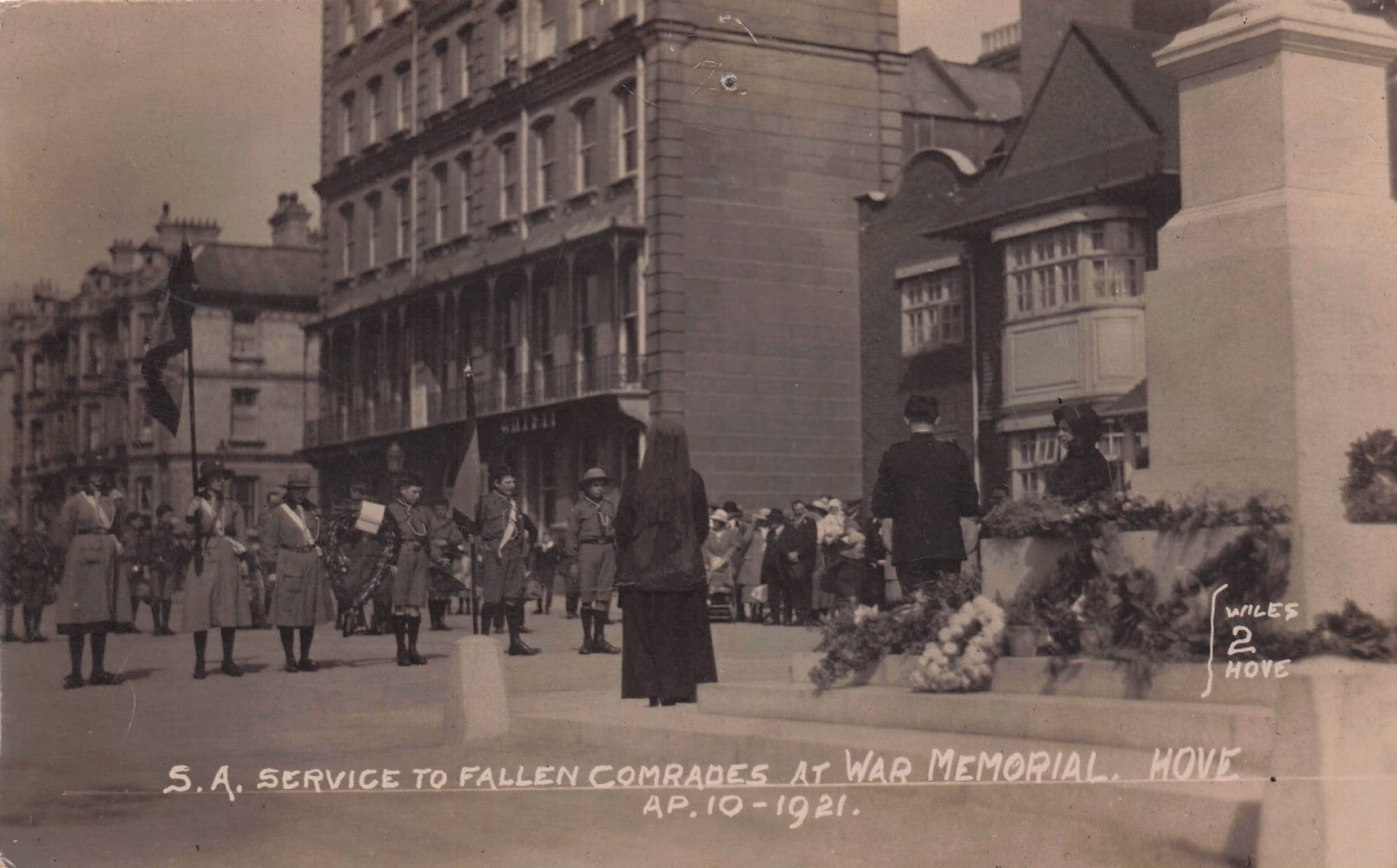 Hove Sussex 1921 Military Memorial Service To War Dead Old Postcard