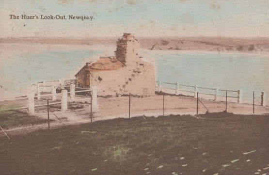 Huers Look Out Newquay Cornwall Antique Postcard