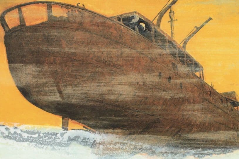 Hughie O'Donoghue Ship Departure Hand Painting Royal Academy Postcard
