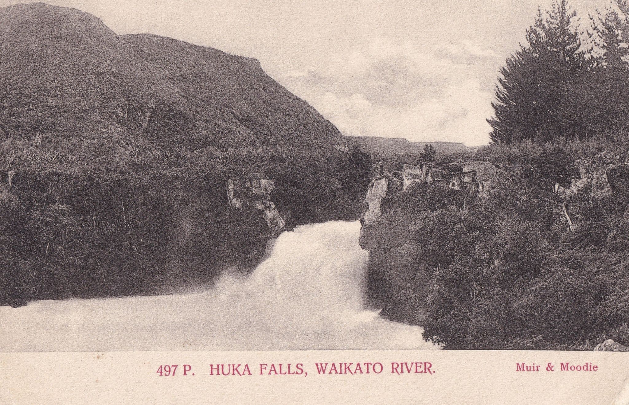 Huka Falls Waikato River Old Muir & Moodie New Zealand Postcard