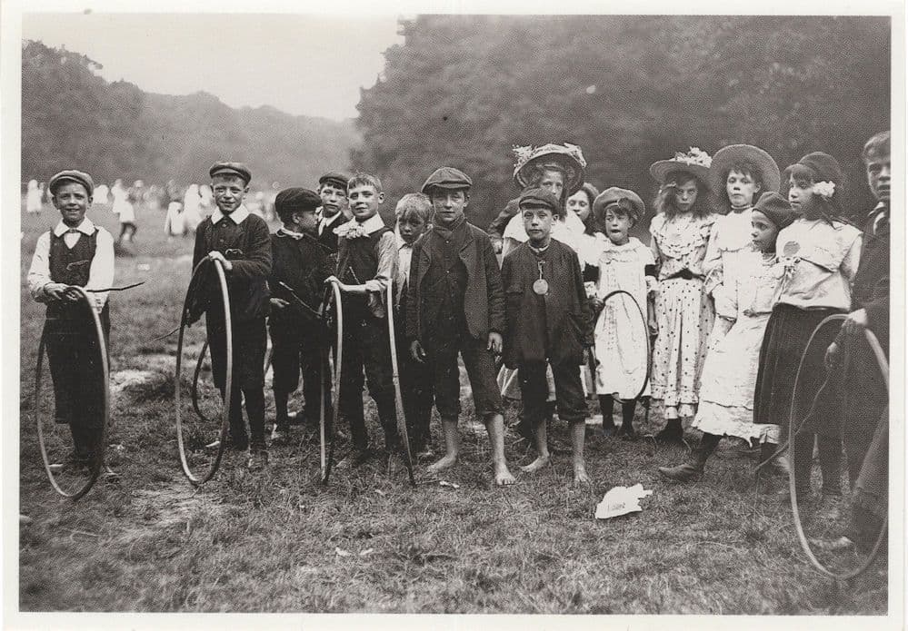 Hula Hoop Bicycle Tyre Childrens Hoops Game Postcard