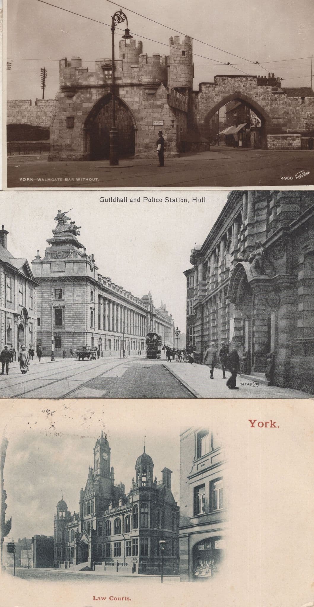 Hull York Yorkshire 3x Antique Police Station Law Courts Postcard s
