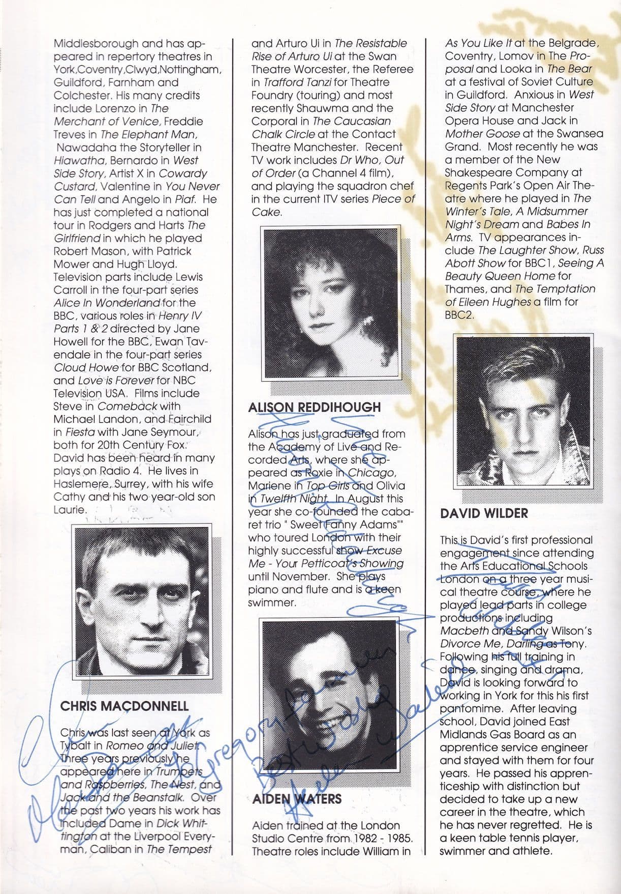 Humpty Dumpty BBC Angels Dr Who Pantomime FULLY HAND SIGNED Programme