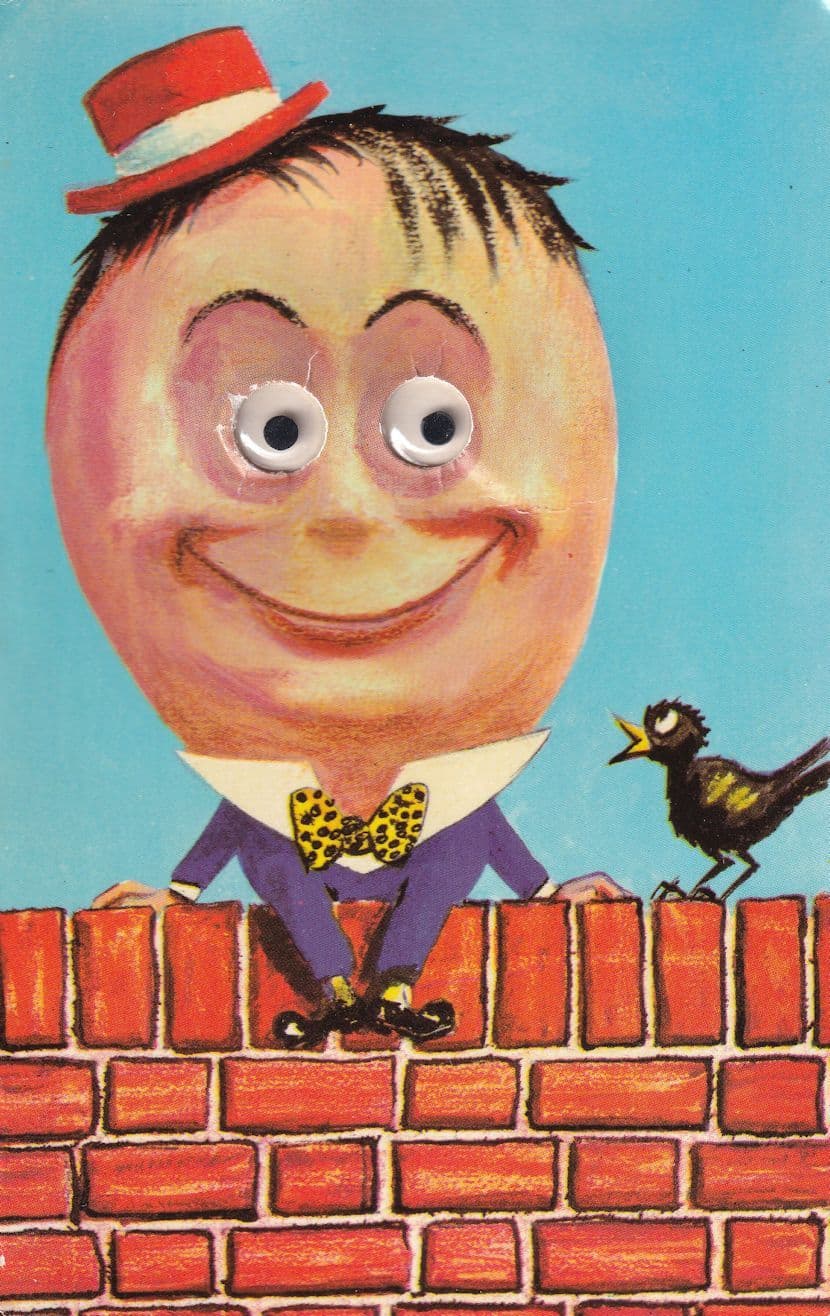 Humpty Dumpty Nursery Rhyme Rare Glass Moving Eyes Postcard