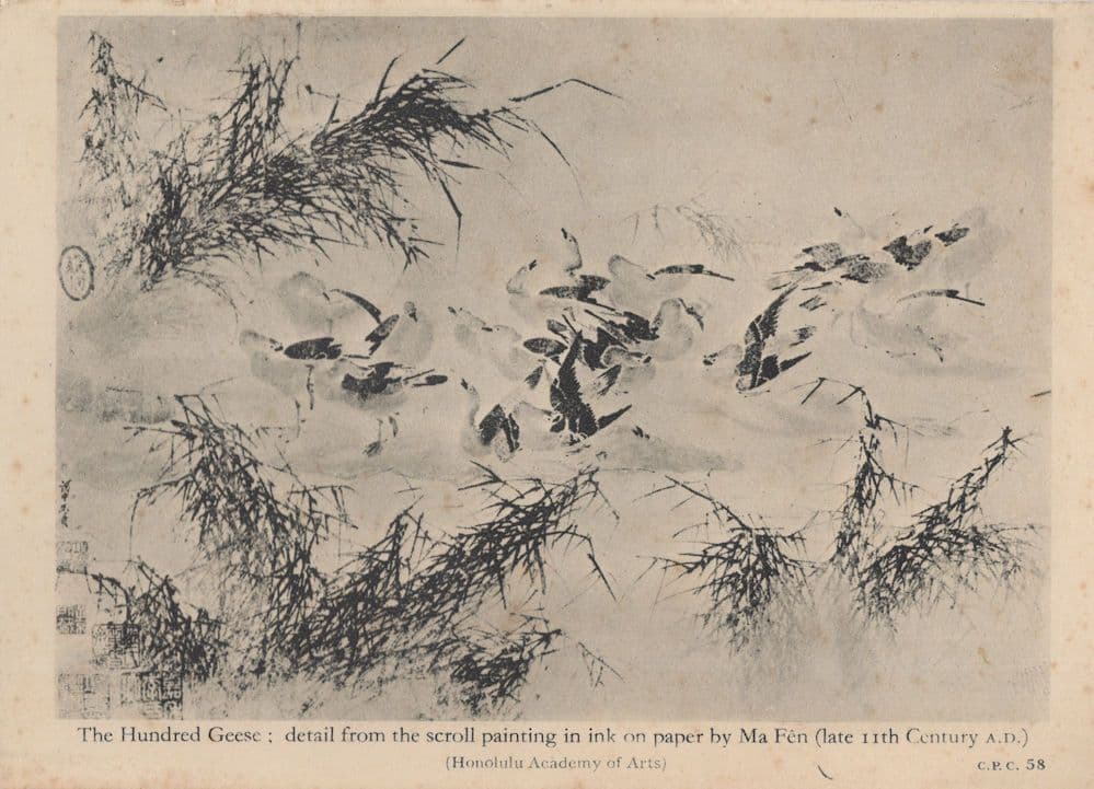 Hundred Geese Chinese Old Painting Bird Ma Fen 11th Century Postcard
