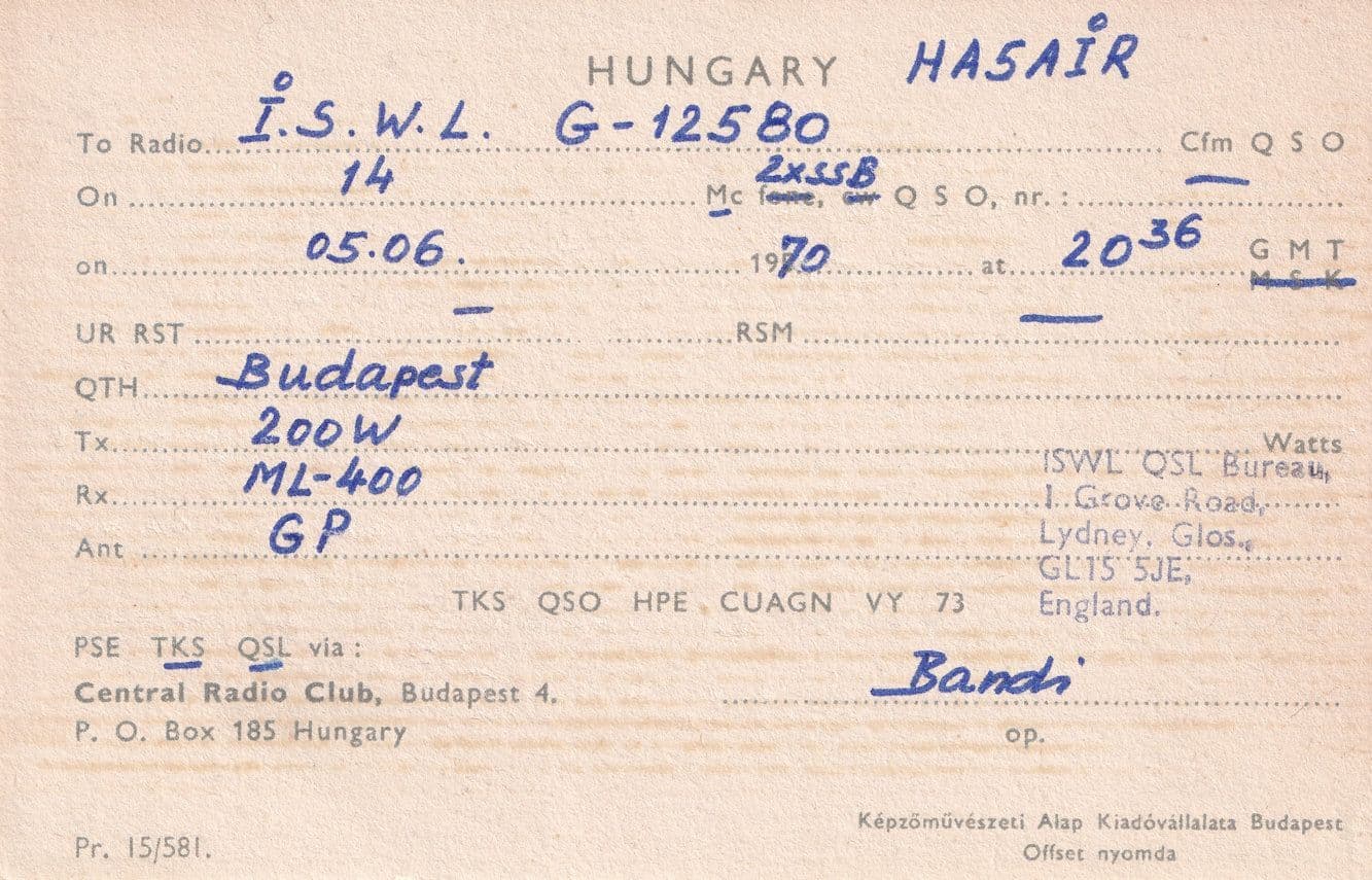 Hungarian Map Budapest Hungary 1970s QSL Amateur Radio Card
