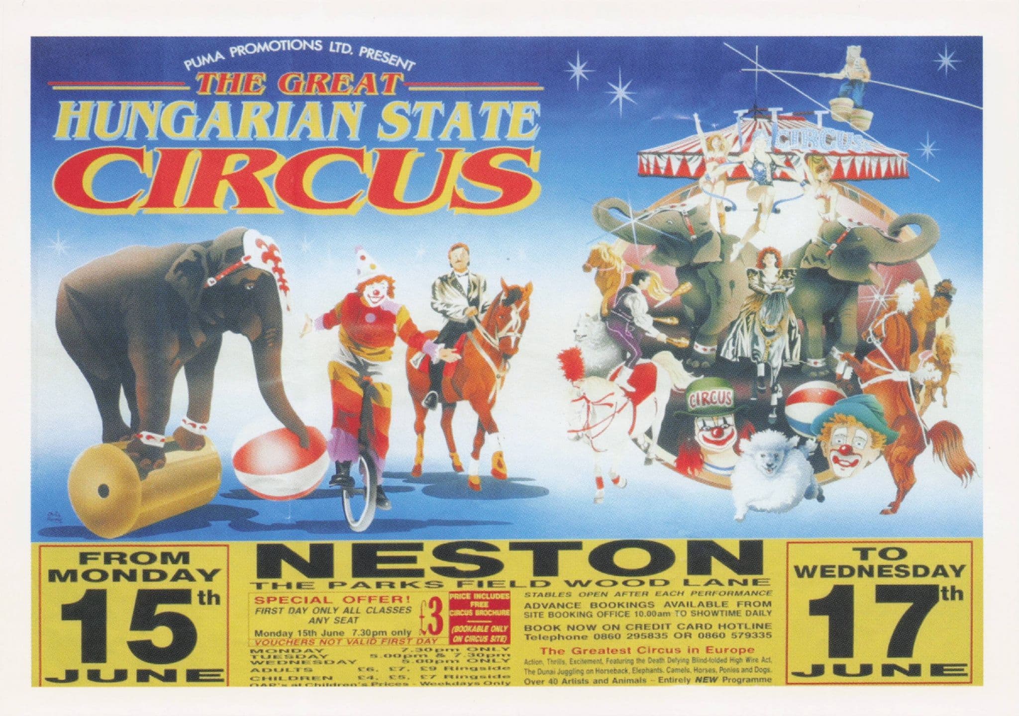 Hungarian State Circus Live At Neston Cheshire Poster Postcard