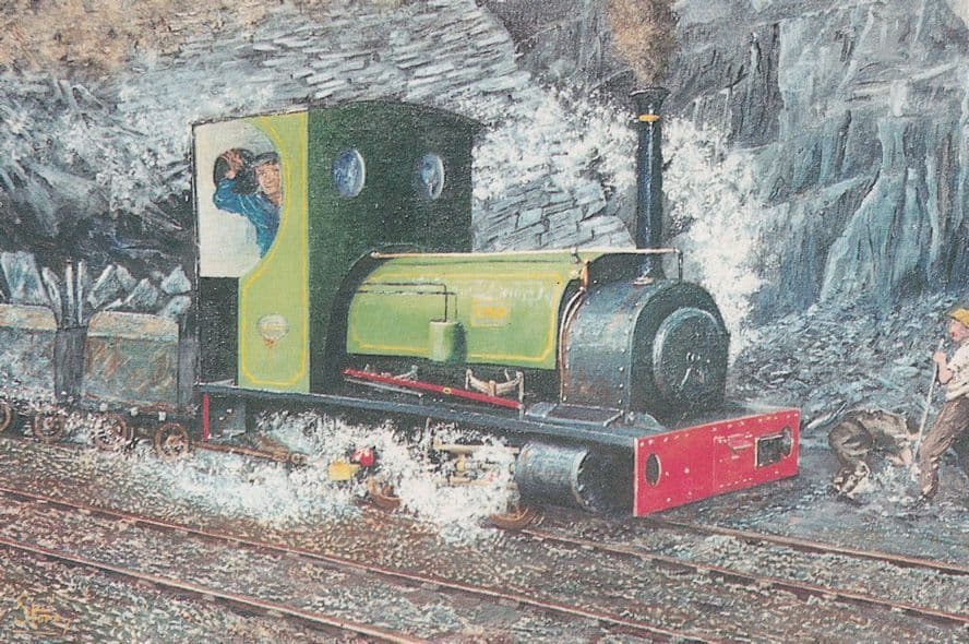 Hunslet Train at Dinorwic State Quarries Railway Painting Postcard