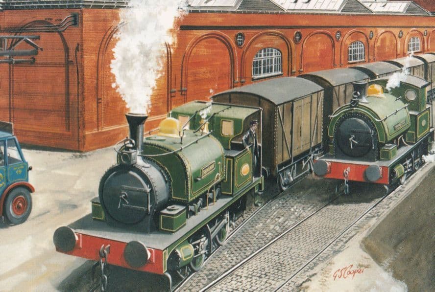 Hunslet Victorian Train Port Sunlight Railway Painting Postcard