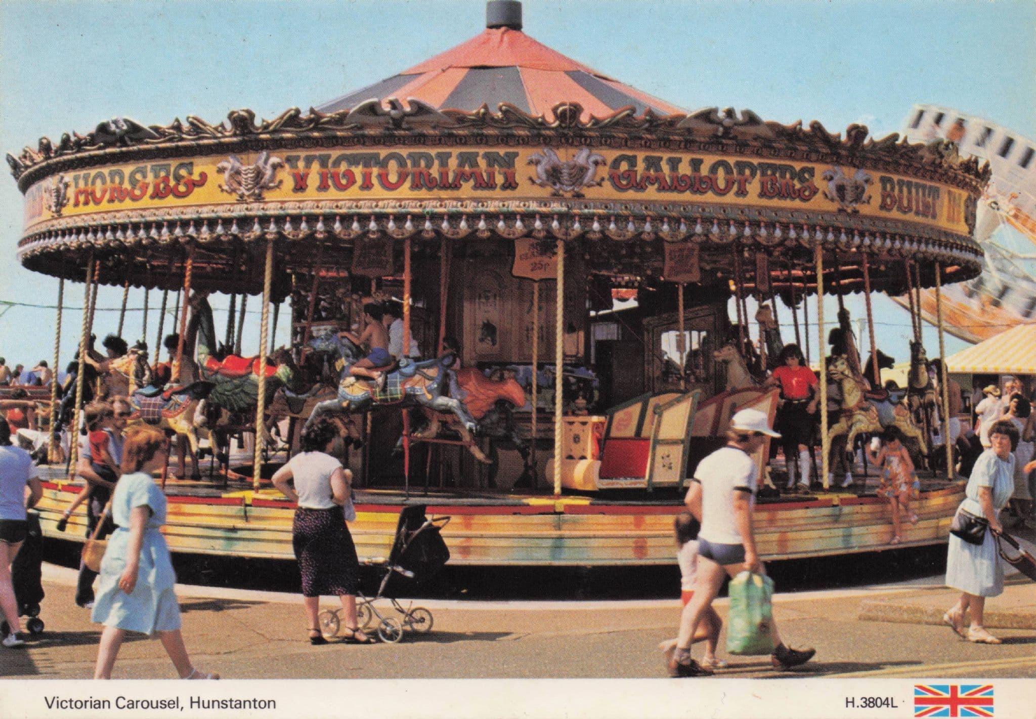Hunstanton Fairground Roundabout Norfolk 1980s Postcard