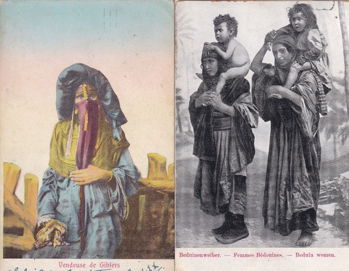 Hunted Animals Seller Native Beduin Woman Vendeuse de Gibiers Egypt 2x Old Postcard
