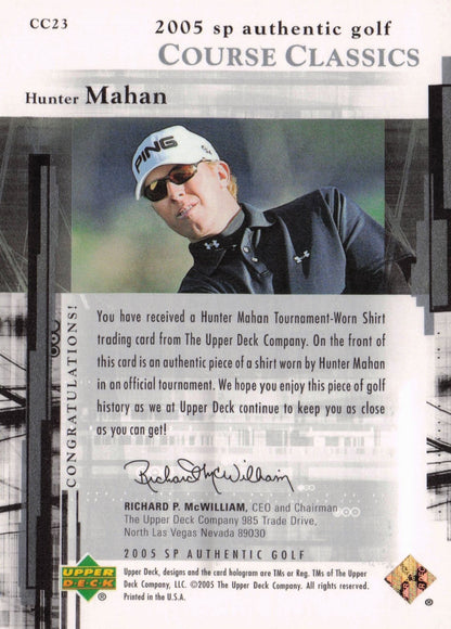 Hunter Mahan Course Classics 2005 Golf SP Upper Deck Worn Shirt Card