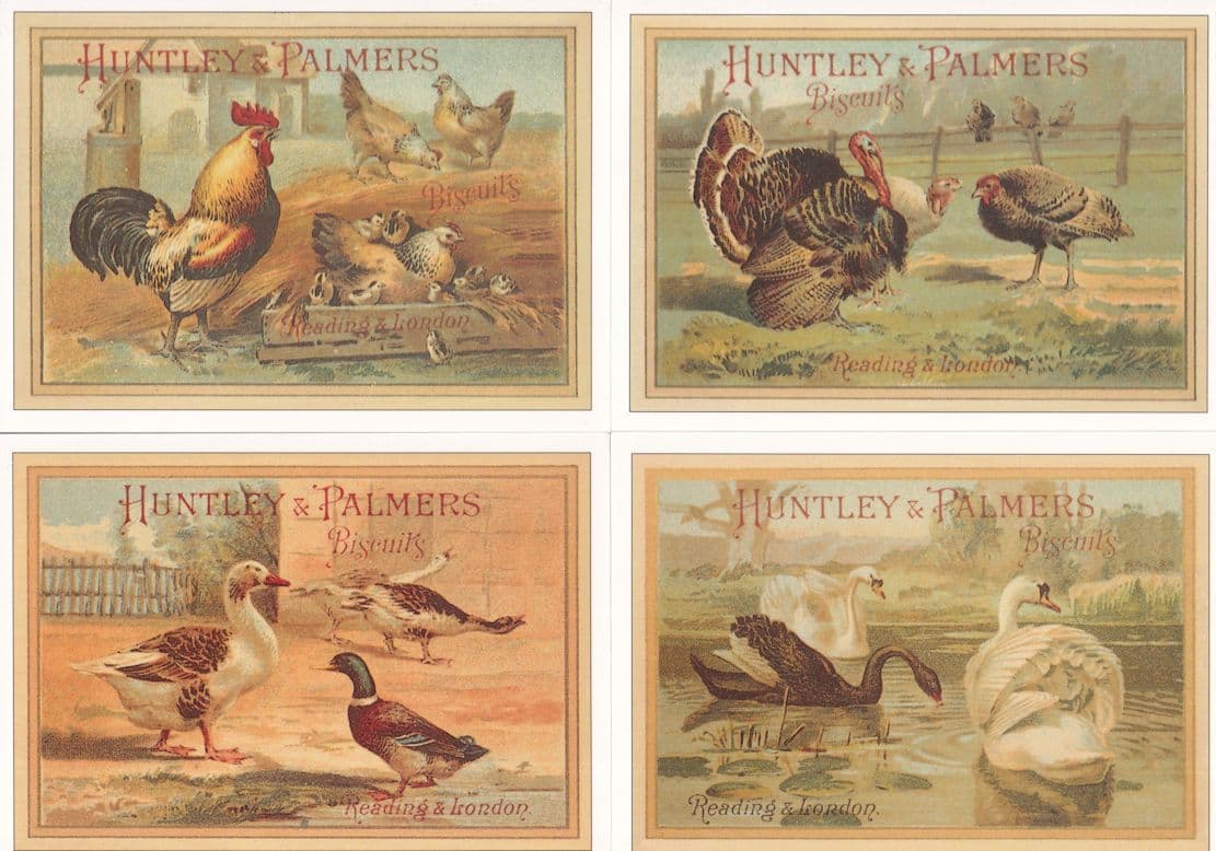 Huntley & Palmers Biscuits Swans Hens Birds 4x Advertising Postcard s