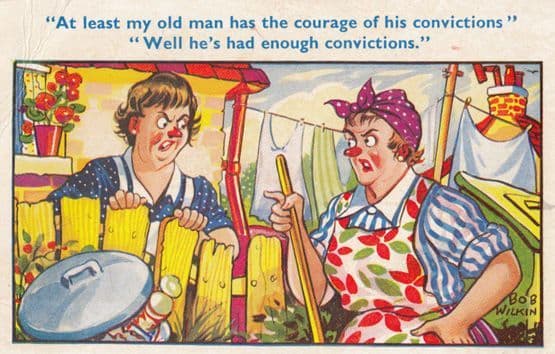 Husband With Multiple Convictions Prison Criminal Comic Humour Postcard