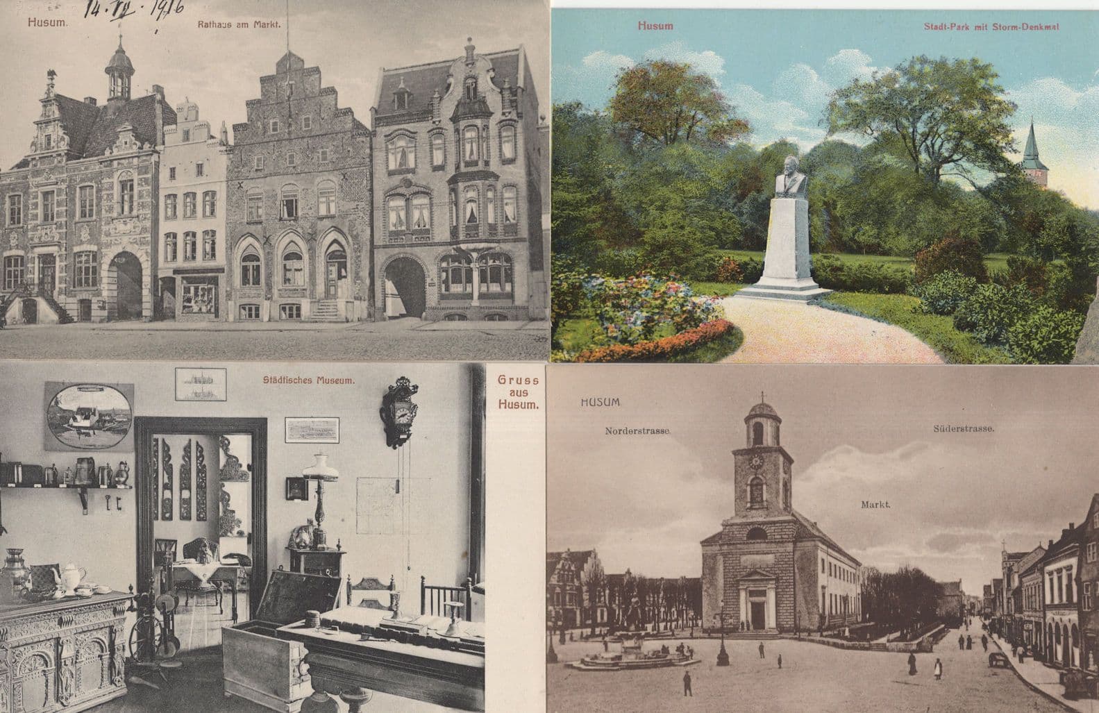 Husum Denkmal Haus Cornils Schlossgarten 4x German Postcard s