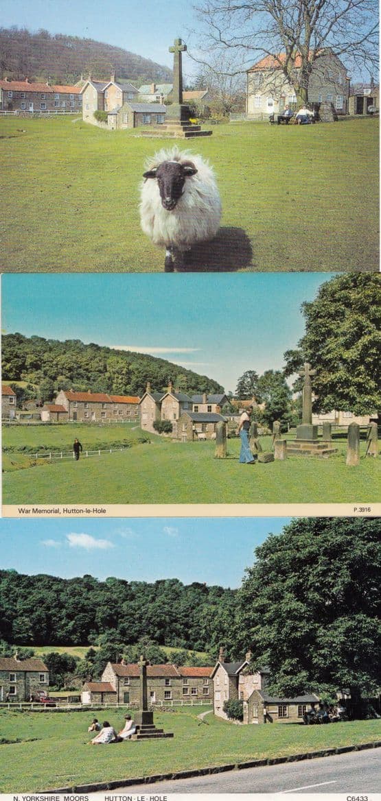 Hutton Le Hole War Memorial incl Protective Sheep 3x Postcard s