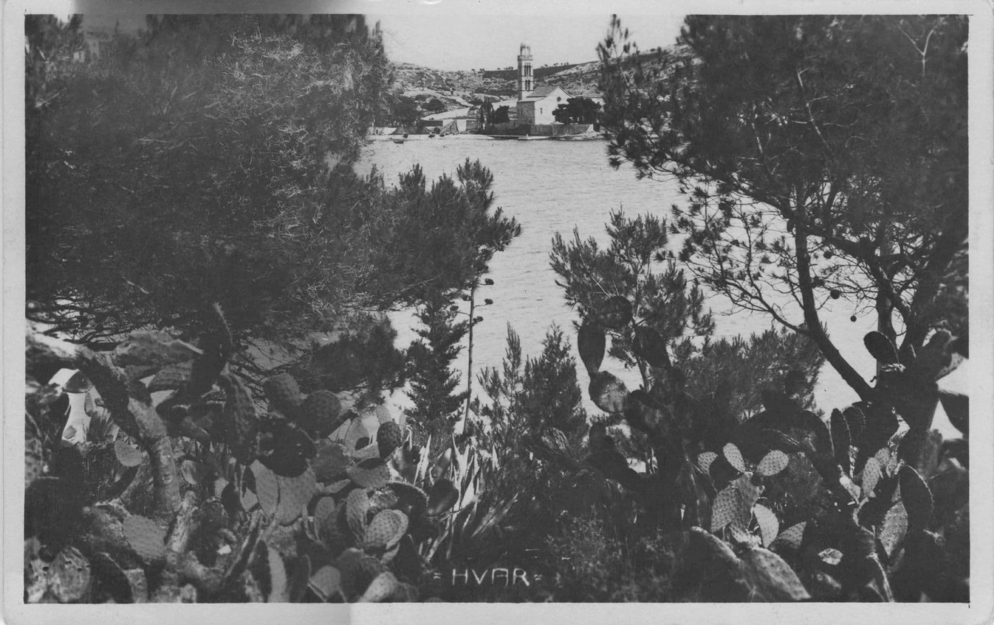 Hvar Yugoslavia River Lake Church Old 1930s Real Photo Postcard