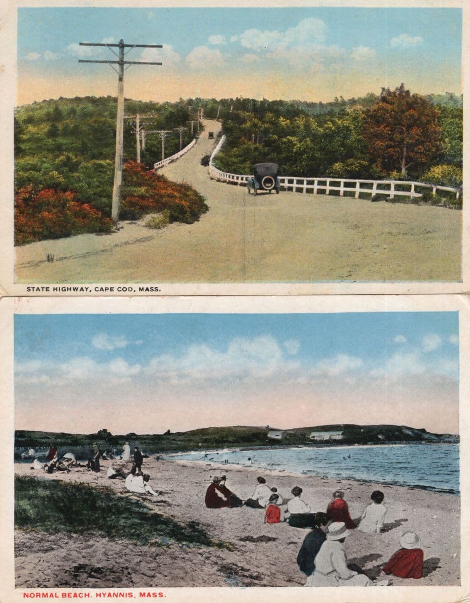 Hyannis Beach & State Highway Cape Cod USA 2x Old Postcard s