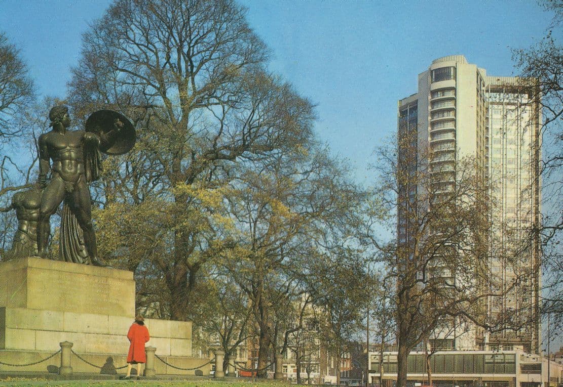 Hyde Park Achilles Statue & Hilton Hotel London Postcard