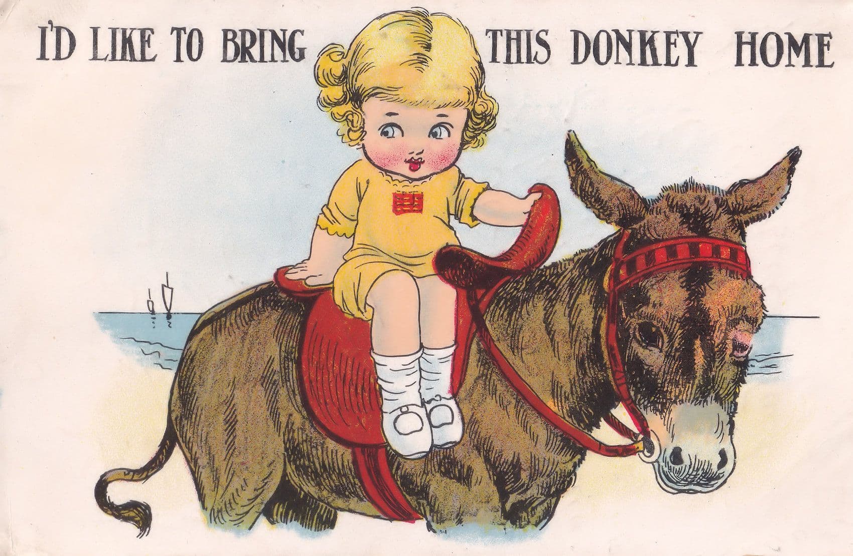 I'd Like To Own Bring This Donkey Home Seaside Comic Old Postcard