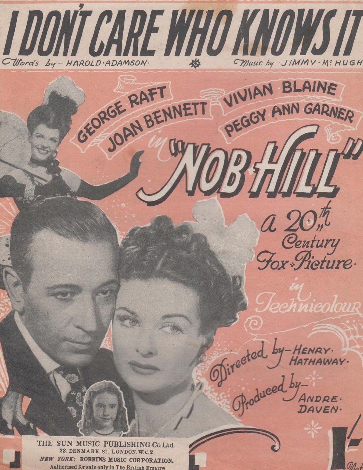 I Dont Care Who Knows It Nob Hill 1940s Sheet Music