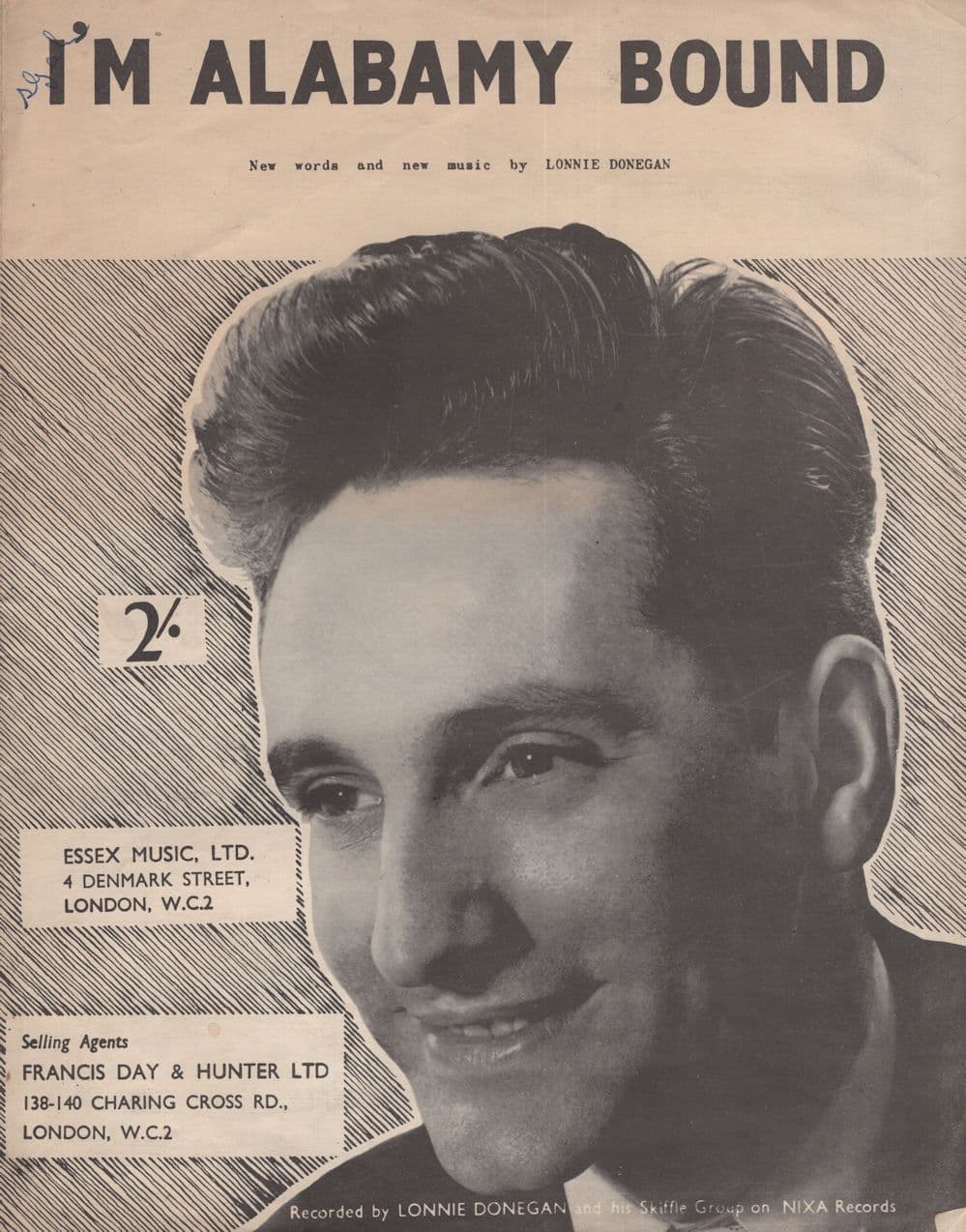 I'm Alabamy Bound Lonnie Donegan Vintage Rare Sheet Music