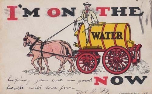 I'm On The Alcohol Free Wagon Now Antique Detox Comic Humour Postcard