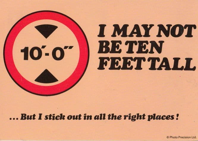 I May Not Be 10 Foot But I Stick Out Rude Road Sign Comic Humour Slogan Postcard