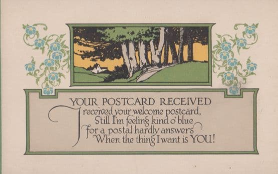 I Received Your Card From Postman But I Want You Here Old Romance Love Postcard