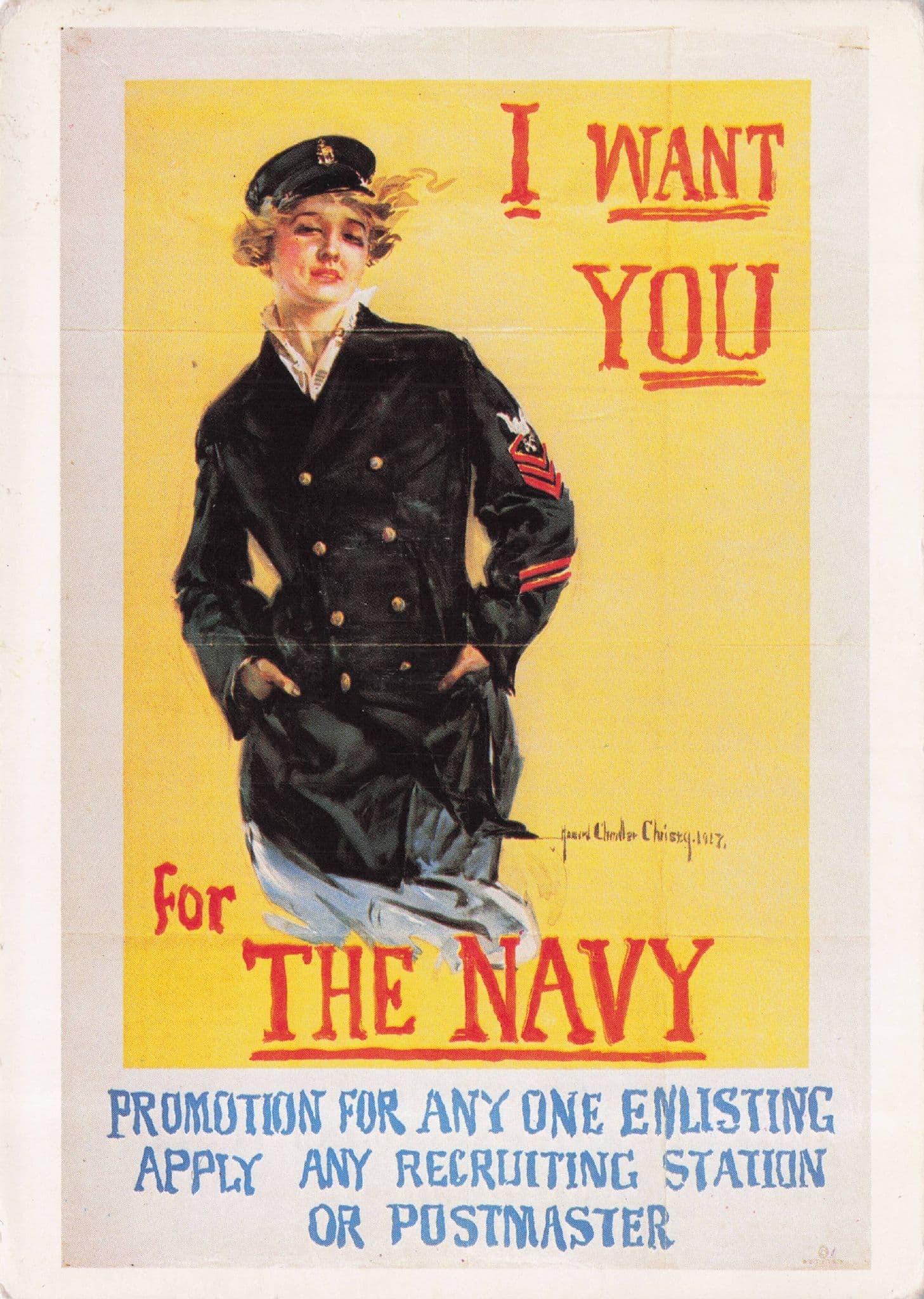 I Want You For The Navy Old Military Recruitment Army Lady Postcard