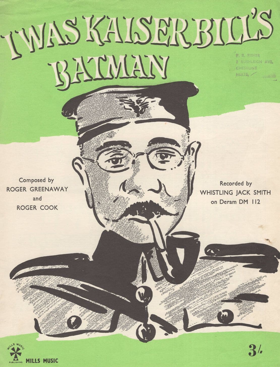 I Was Kaiser Bill's Batman Military Comic Old Sheet Music