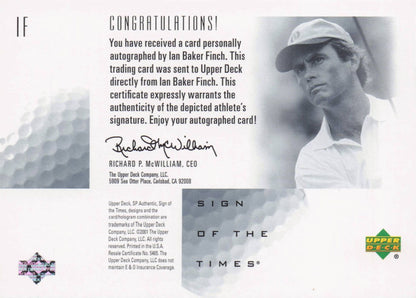 Ian Baker Finch Sign Of The Times Hand Signed 2001 SP Golf Autograph Card