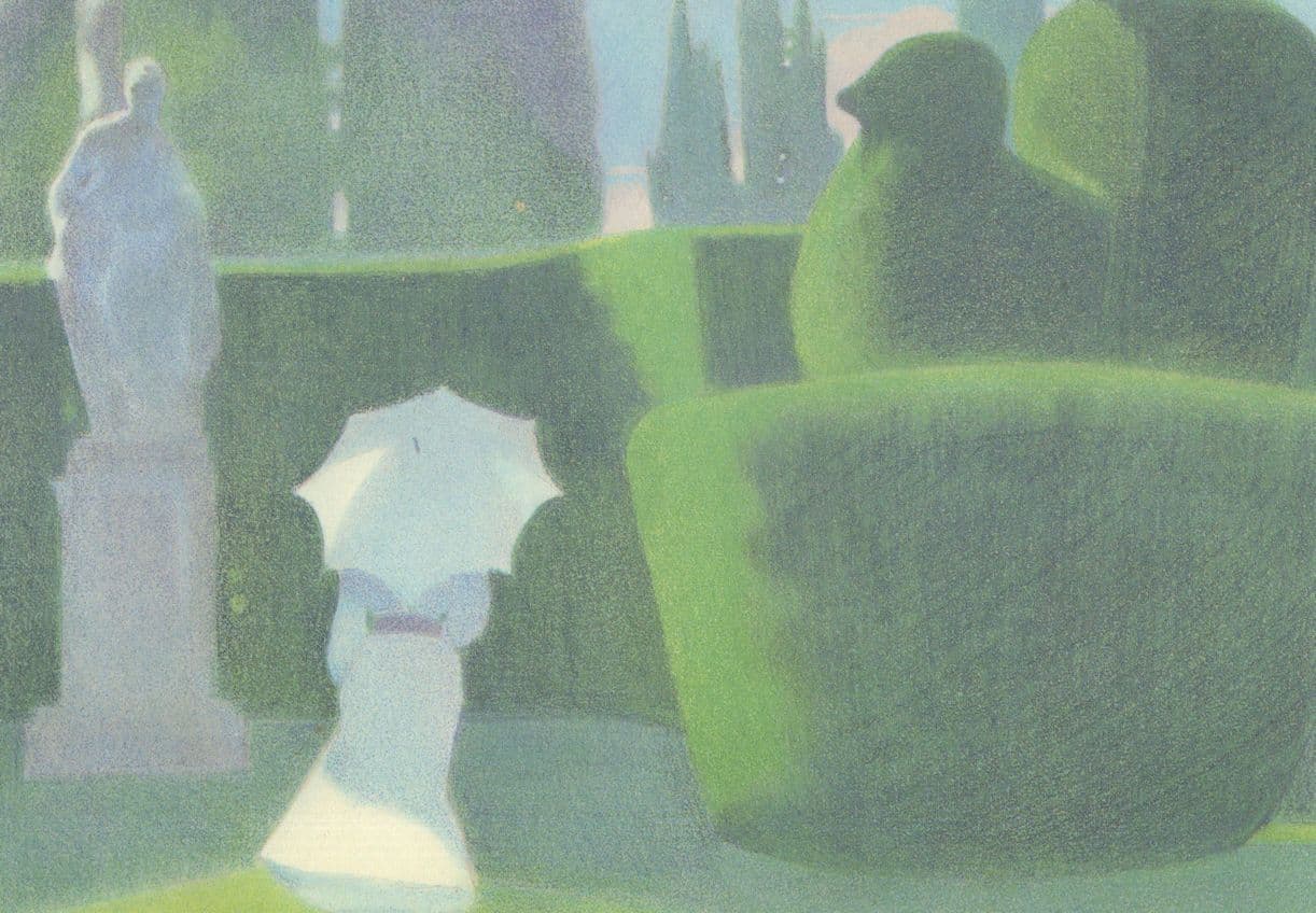 Ian Beck Topiary Bosco Villa La Pietra Painting Postcard