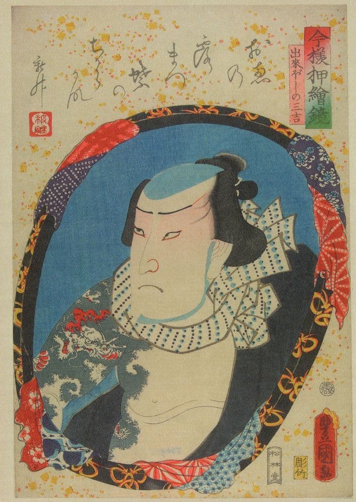 Ichikawa Ichizo III Actors In Mirrors Theatre Japanese Painting Postcard
