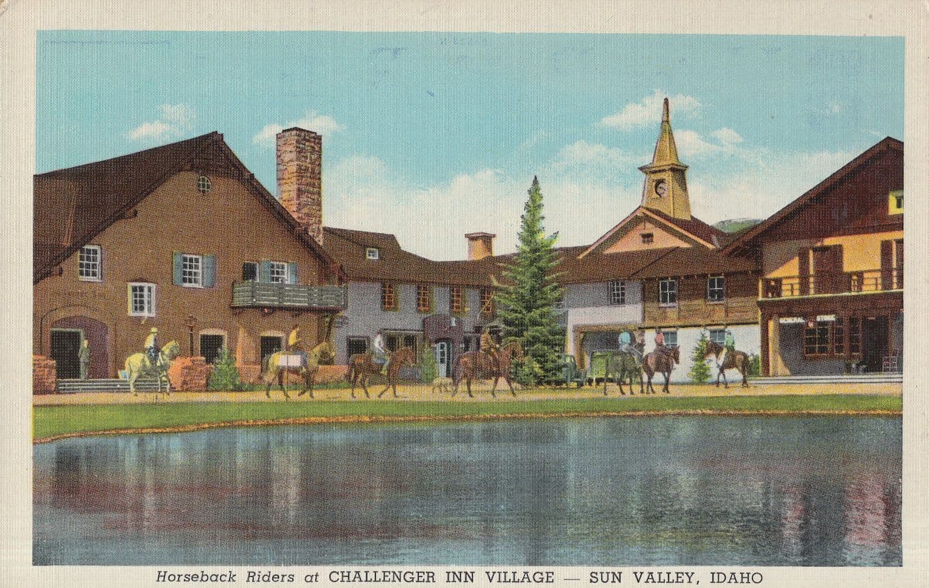 Idaho Challenger Inn Village Horseback Riders USA Old Postcard