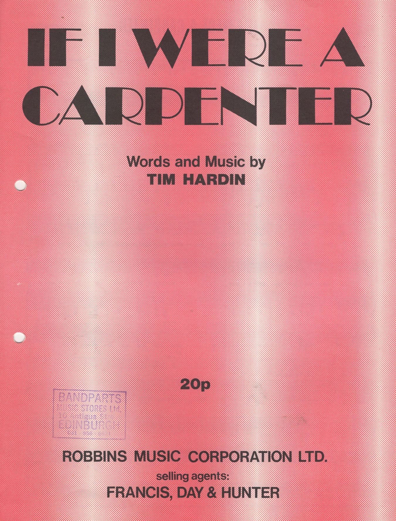 If I Were A Carpenter Tim Hardin Sheet Music