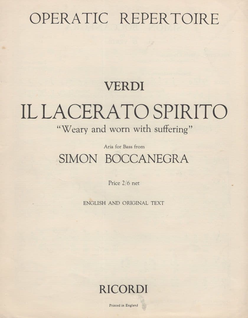 Il Lacerato Spirito Verdi Classical Sheet Music