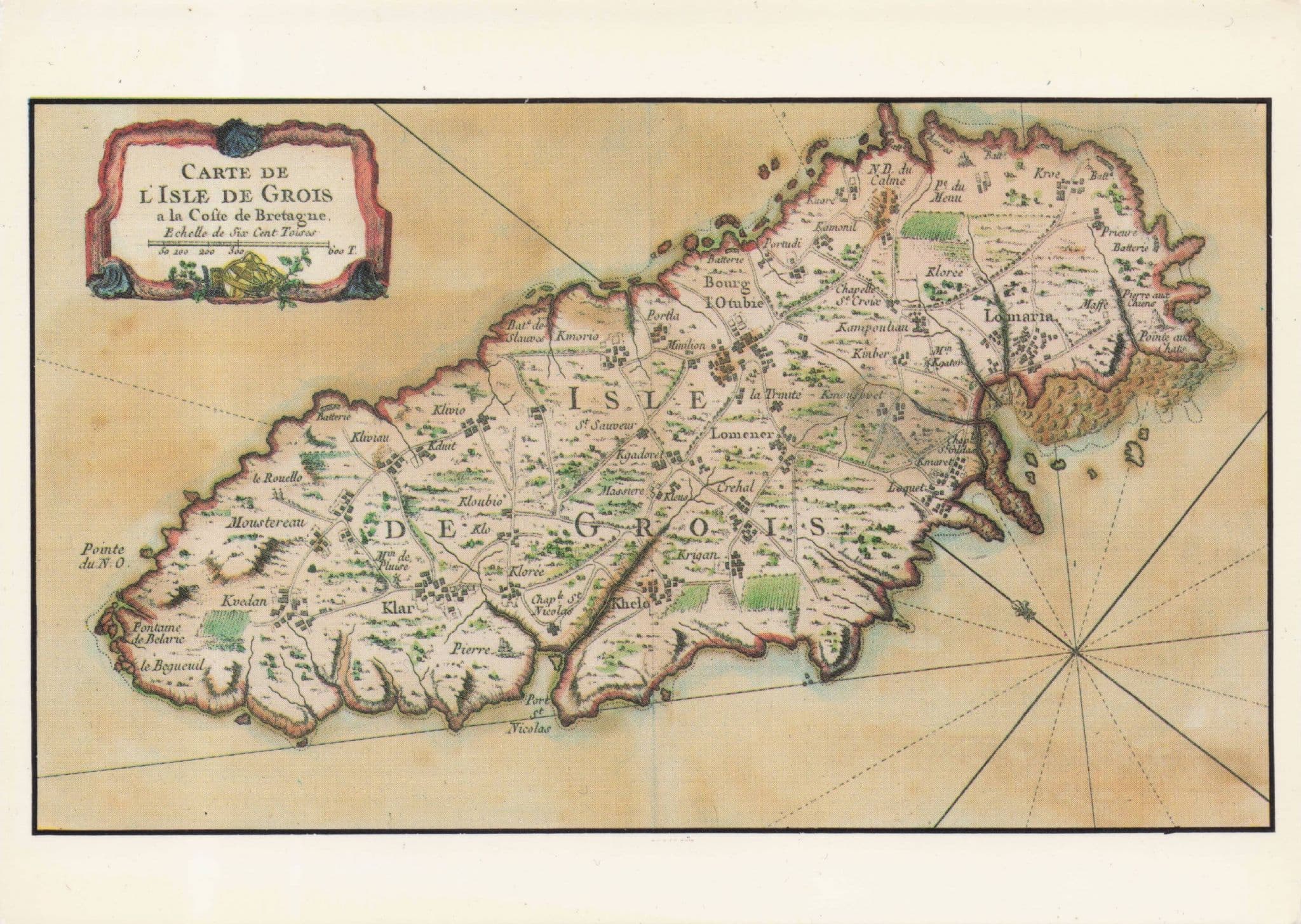 Ile De Groix Medieval 1700s French Map Postcard