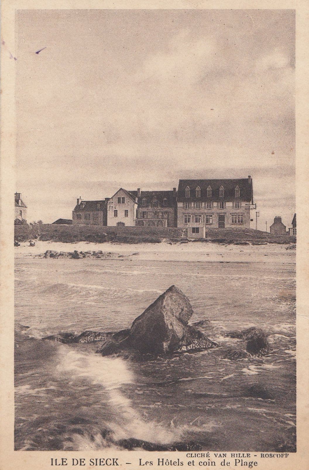 Ile De Sieck Beach Plage Hotel Old French Postcard