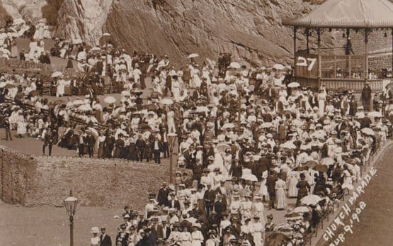 Ilfracombe Devon 1908 Church Parade Lots Seated Umbrella Antique RPC Postcard