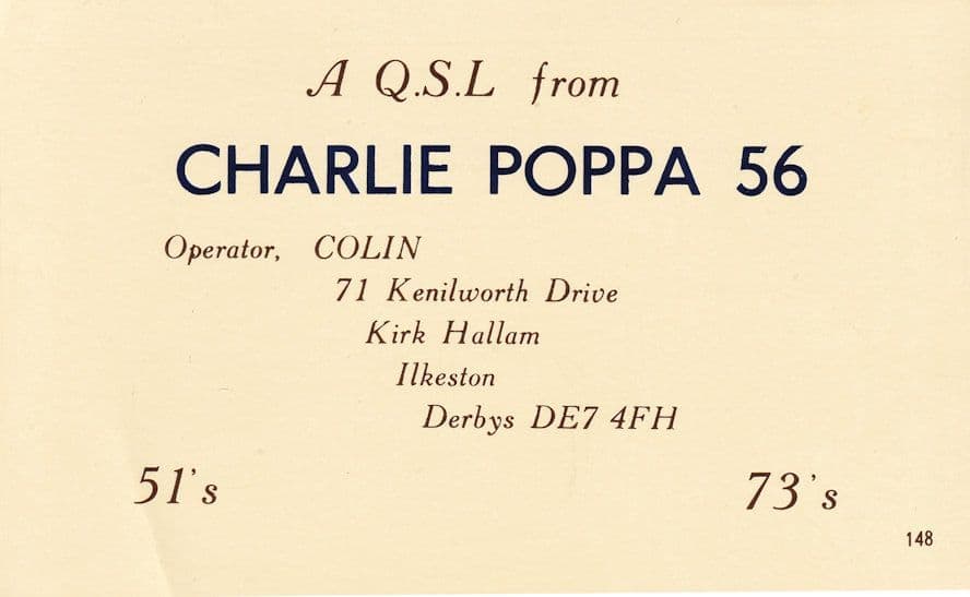 Ilkeston Derby QSL 1980s Radio Contact Card