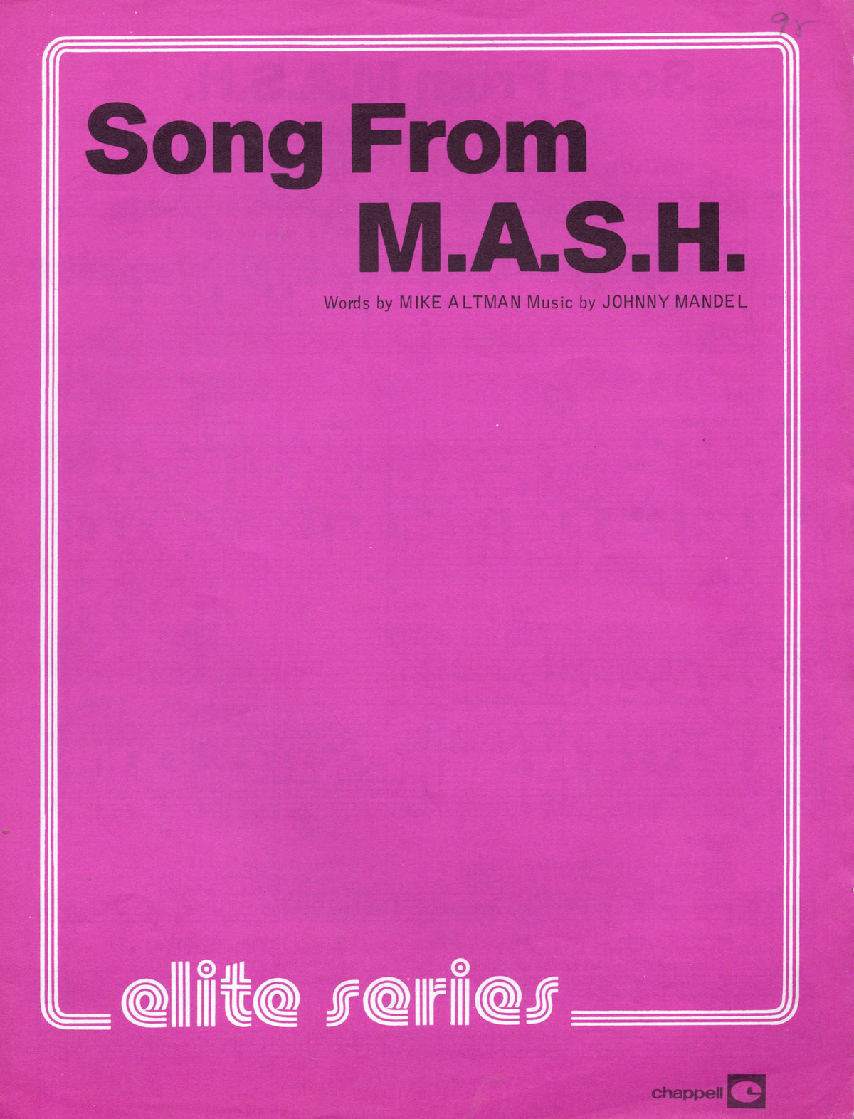 Song From MASH TV Show Theme Tune Song Vintage Sheet Music