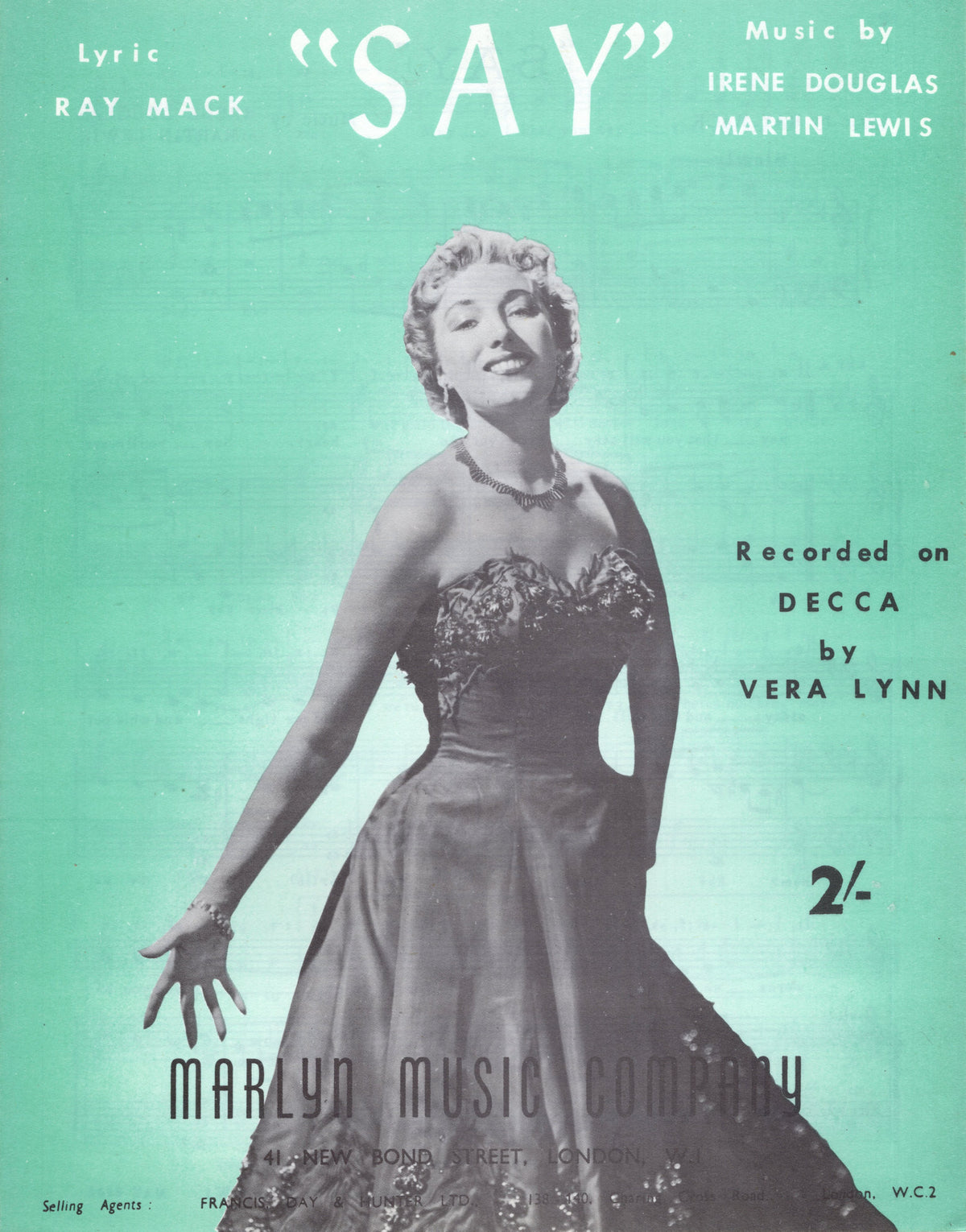 Say Vera Lynn Ray Mack Stunning Photo Cover Rare Antique Sheet Music