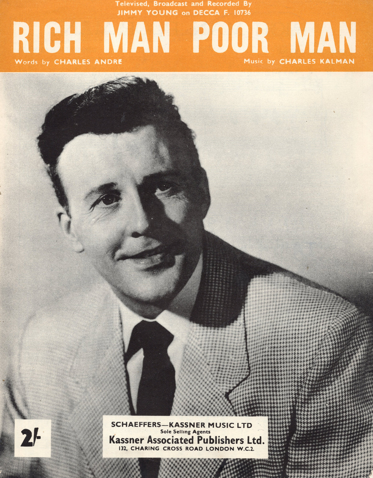 Rich Man Poor Man Jimmy Young Vintage Rare UK 1950s Sheet Music
