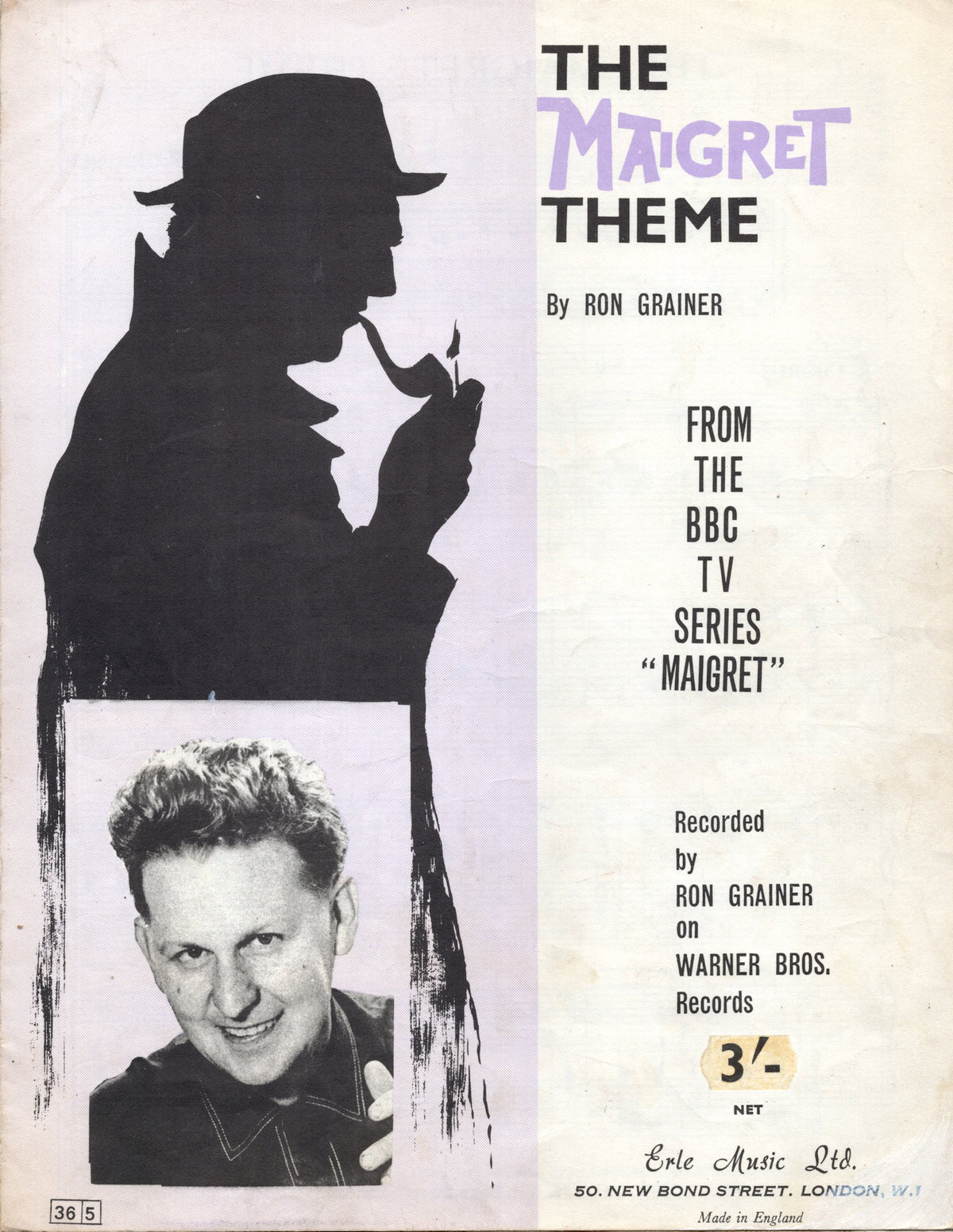 The Maigret Theme BBC 1960s TV Show Vintage Ron Grainer Sheet Music