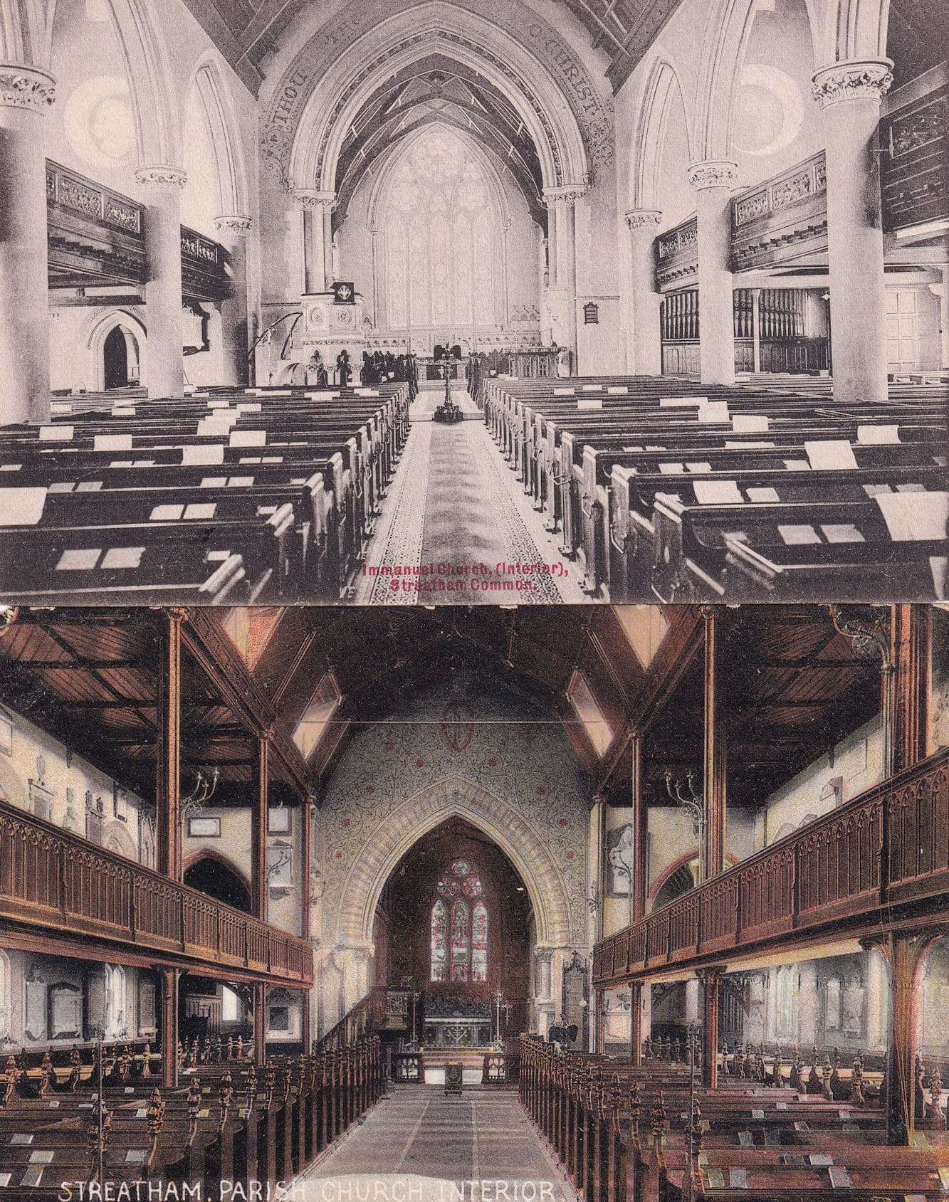 Immanuel Church Streatham Common Interior London 2x Postcard
