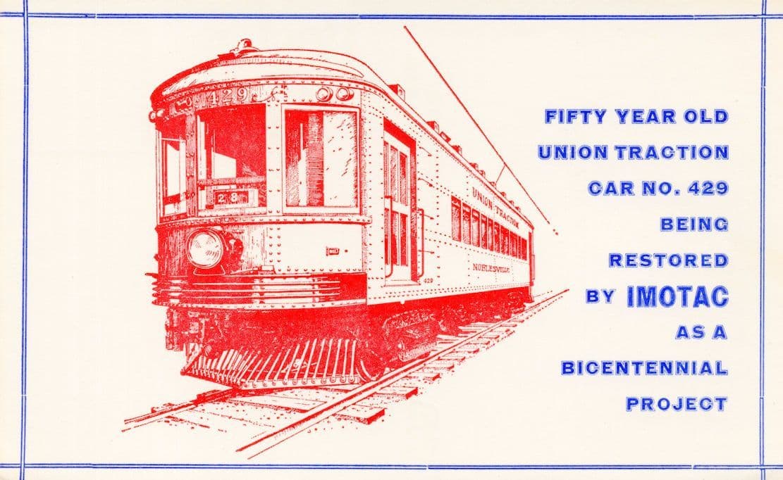 IMOTAC Bicentennial Project Tram 429 Restoration Indiana USA Postcard