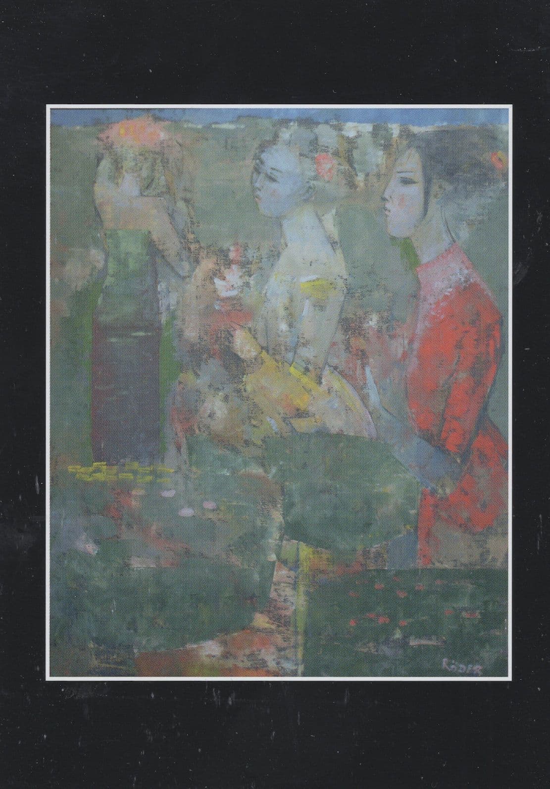 In The Garden Women Apparitions Endre Roder Art Deco Painting Postcard
